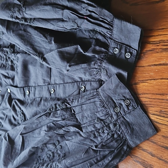 Old Navy Black Button Front Embroidered Cotton Blouse XL NWT - Picture 8 of 16